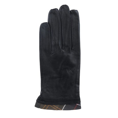 Barbour Tartan Trimmed Leather Gloves Black/Classic