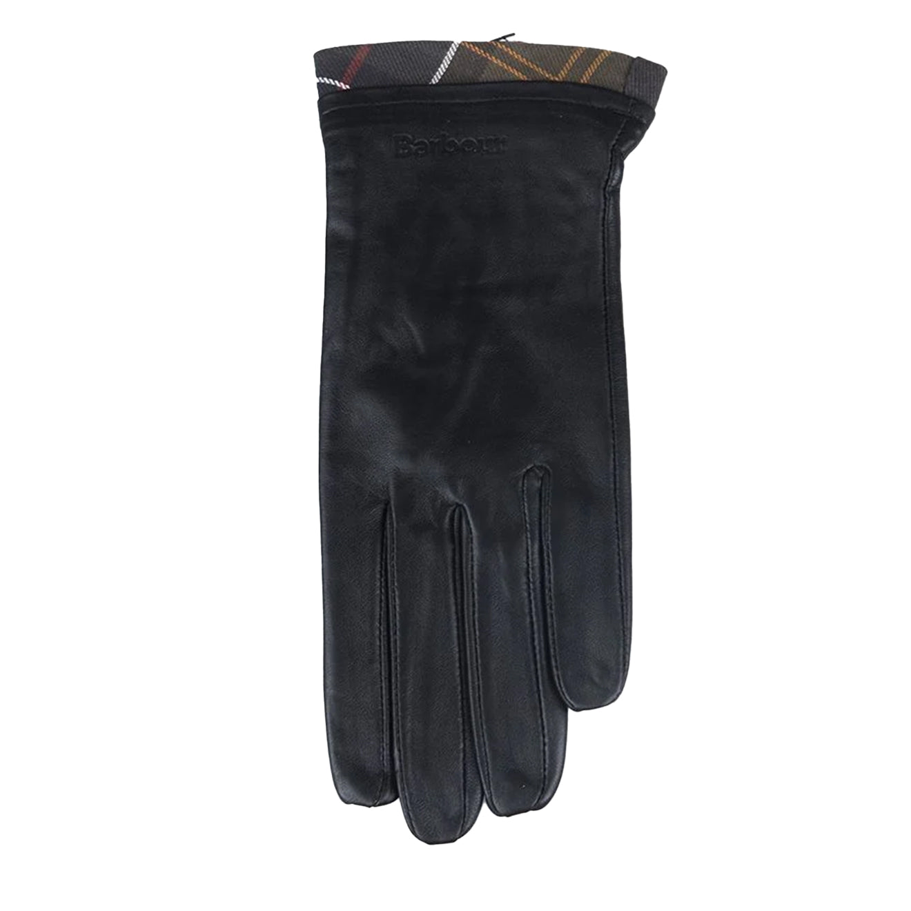 Barbour Tartan Trimmed Leather Gloves Black/Classic