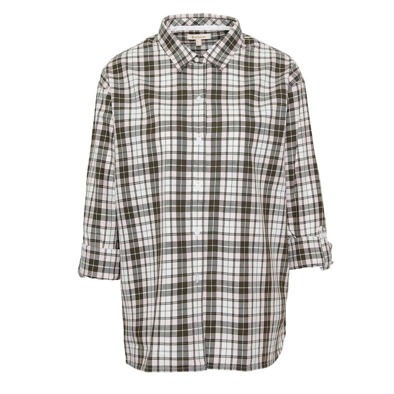 Barbour Womens Angelonia Oversized Shirt Olive Check - The Sporting Lodge