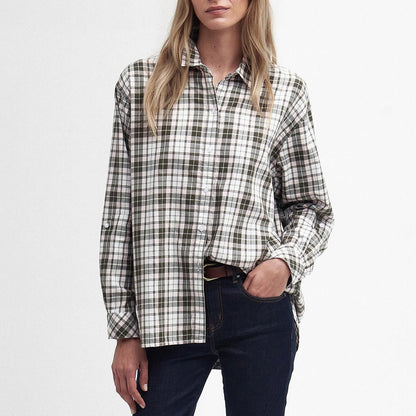 Barbour Womens Angelonia Oversized Shirt Olive Check - The Sporting Lodge