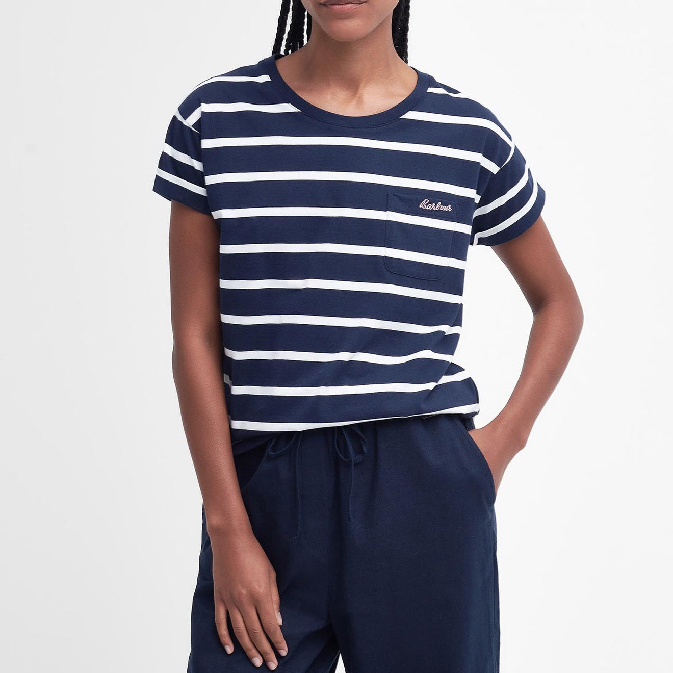 Barbour Womens Otterburn Stripe T-Shirt Navy / White Stripe - The Sporting Lodge