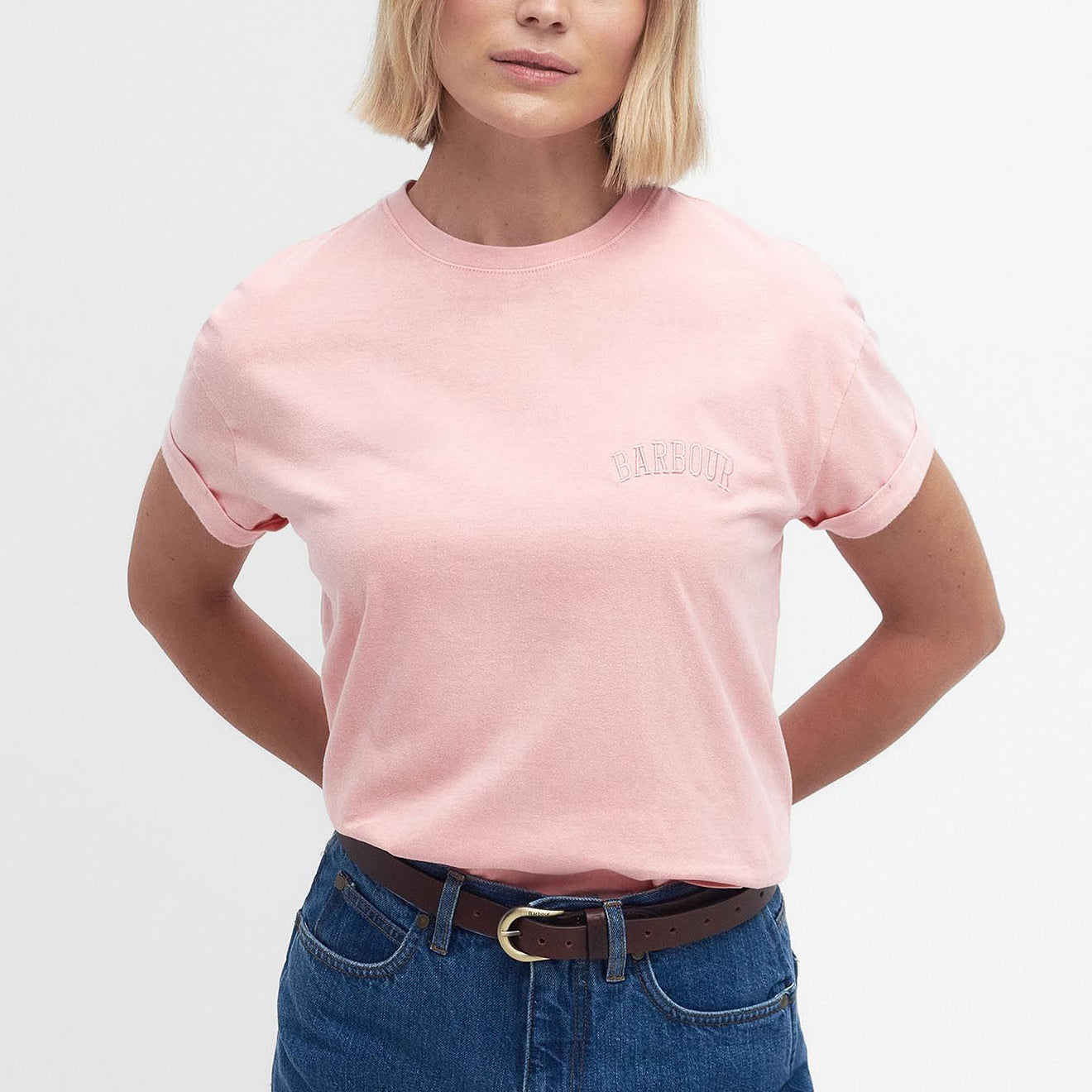 Barbour Womens Sandgate Logo T-Shirt Shell Pink - The Sporting Lodge