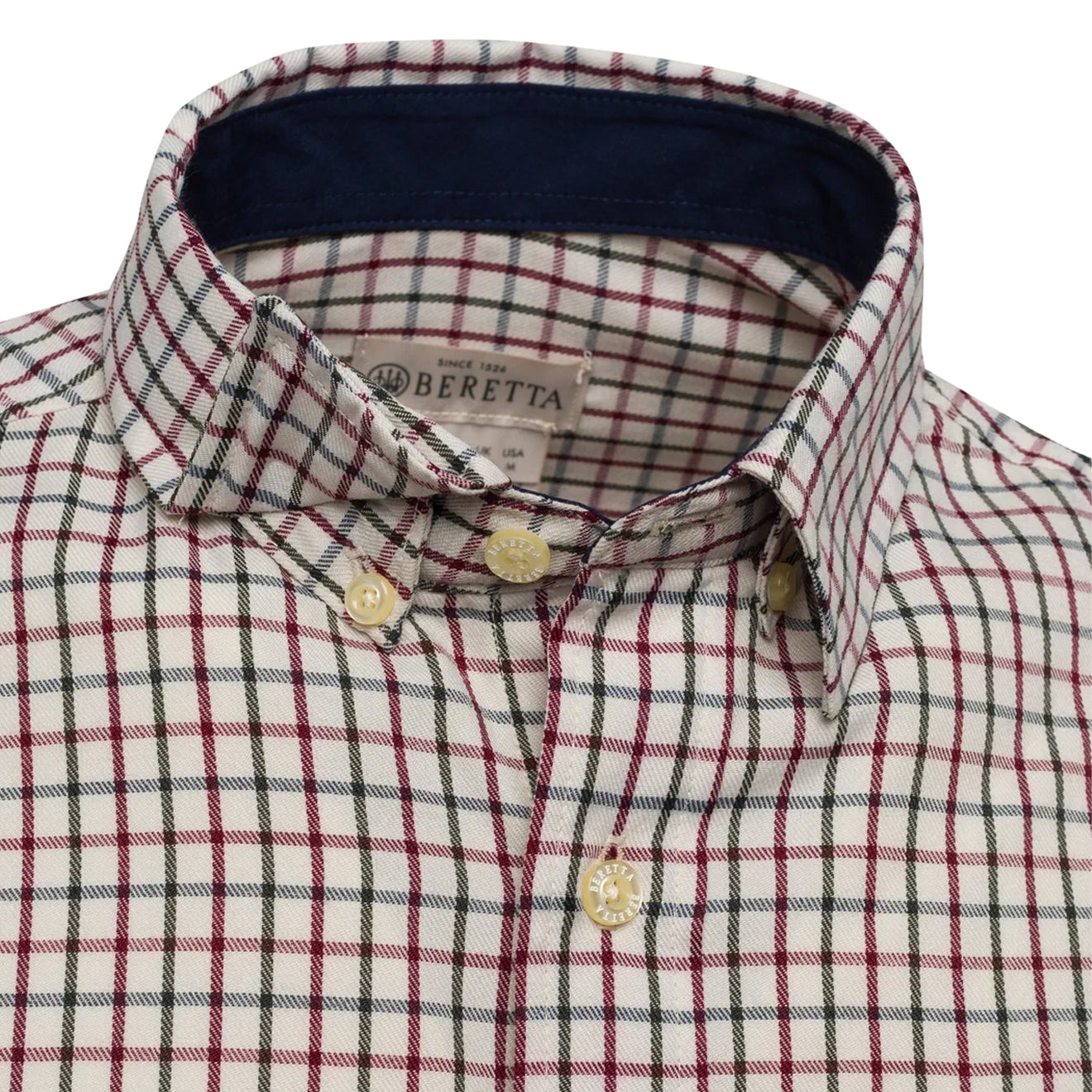 Beretta Ellis LS Shirt Ivory & Green Check