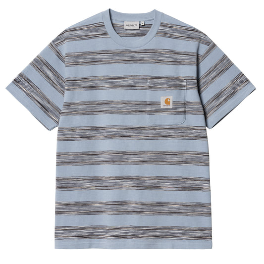 Carhartt WIP Dodson Pocket T-Shirt Dodson Stripe Misty Sky - The Sporting Lodge