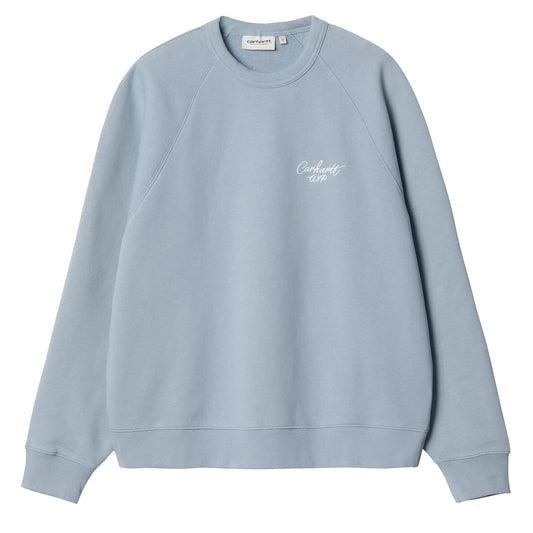 Carhartt WIP Womens Signature Sweat Dusty Ice / White - The Sporting Lodge