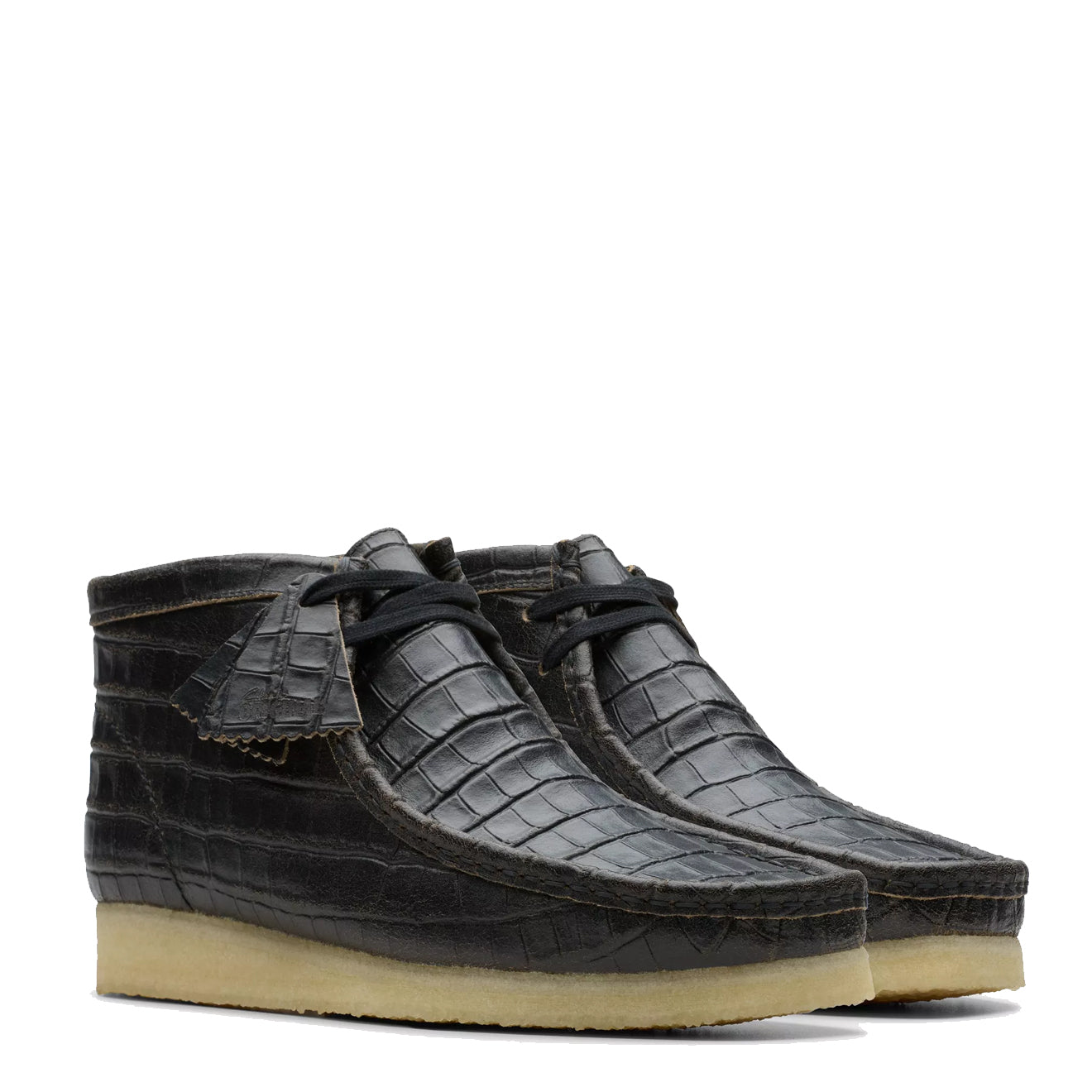 Clarks black wallabee boot online