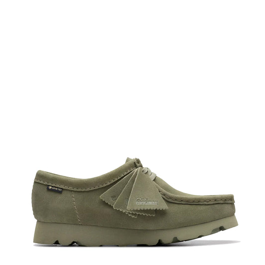 Clarks Originals Womens Wallabee GTX Shoe Khaki / Green Suede - The Sporting Lodge