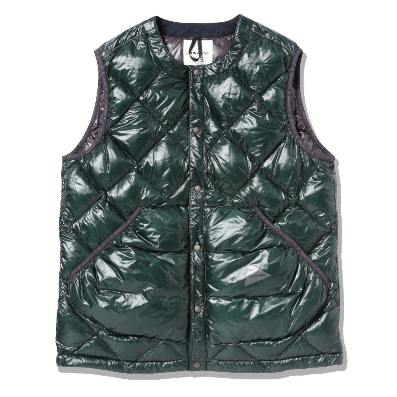 And Wander Diamond Stitch Down Vest Green - The Sporting Lodge