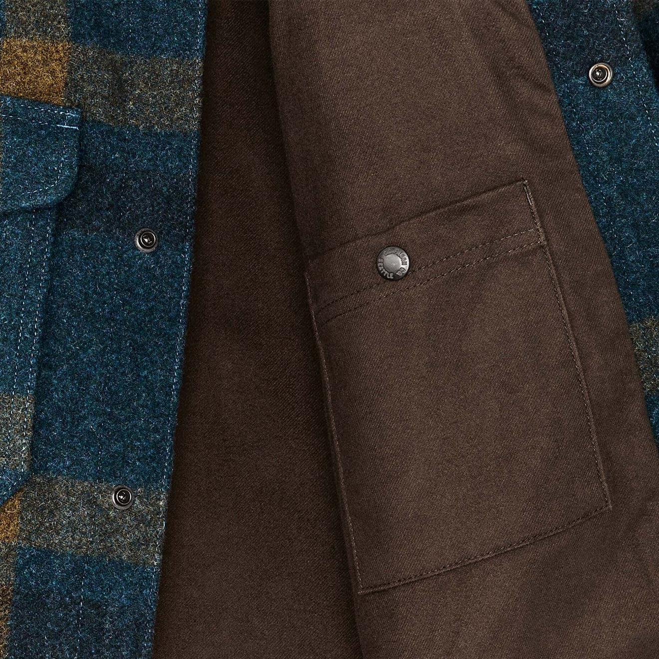 Filson Lined Mackinaw Jac-Shirt Teal / Ochre Plaid