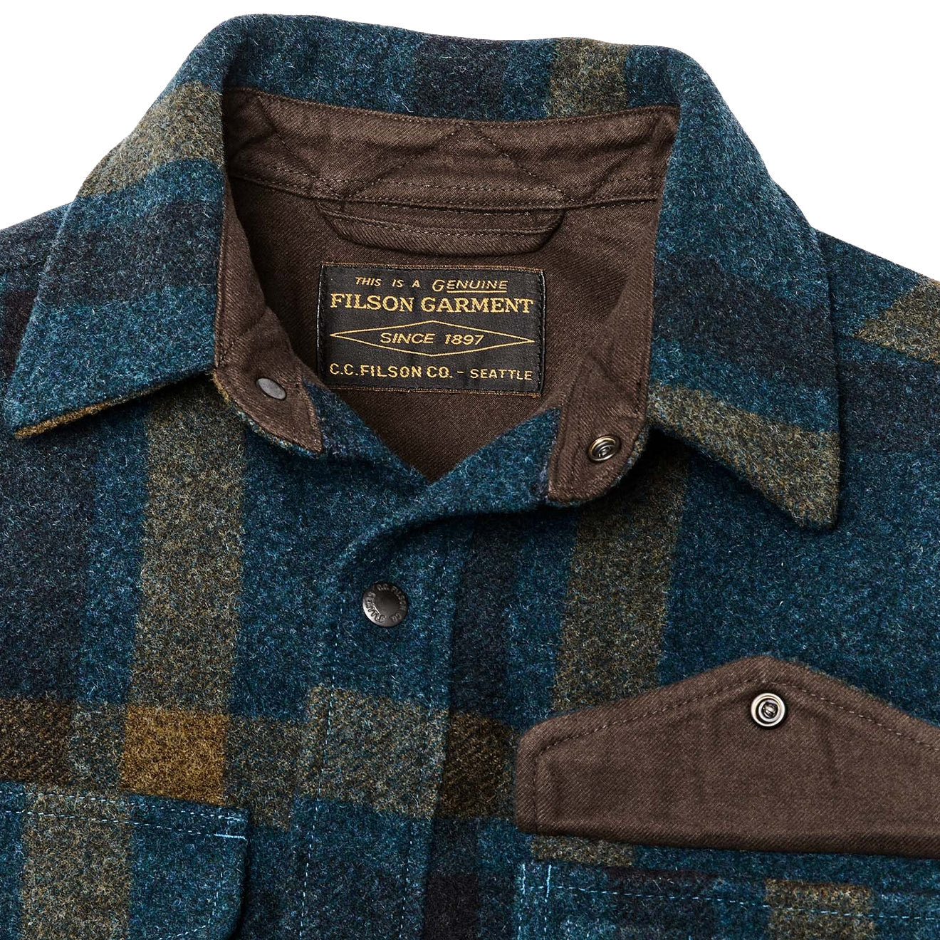 Filson Lined Mackinaw Jac-Shirt Teal / Ochre Plaid