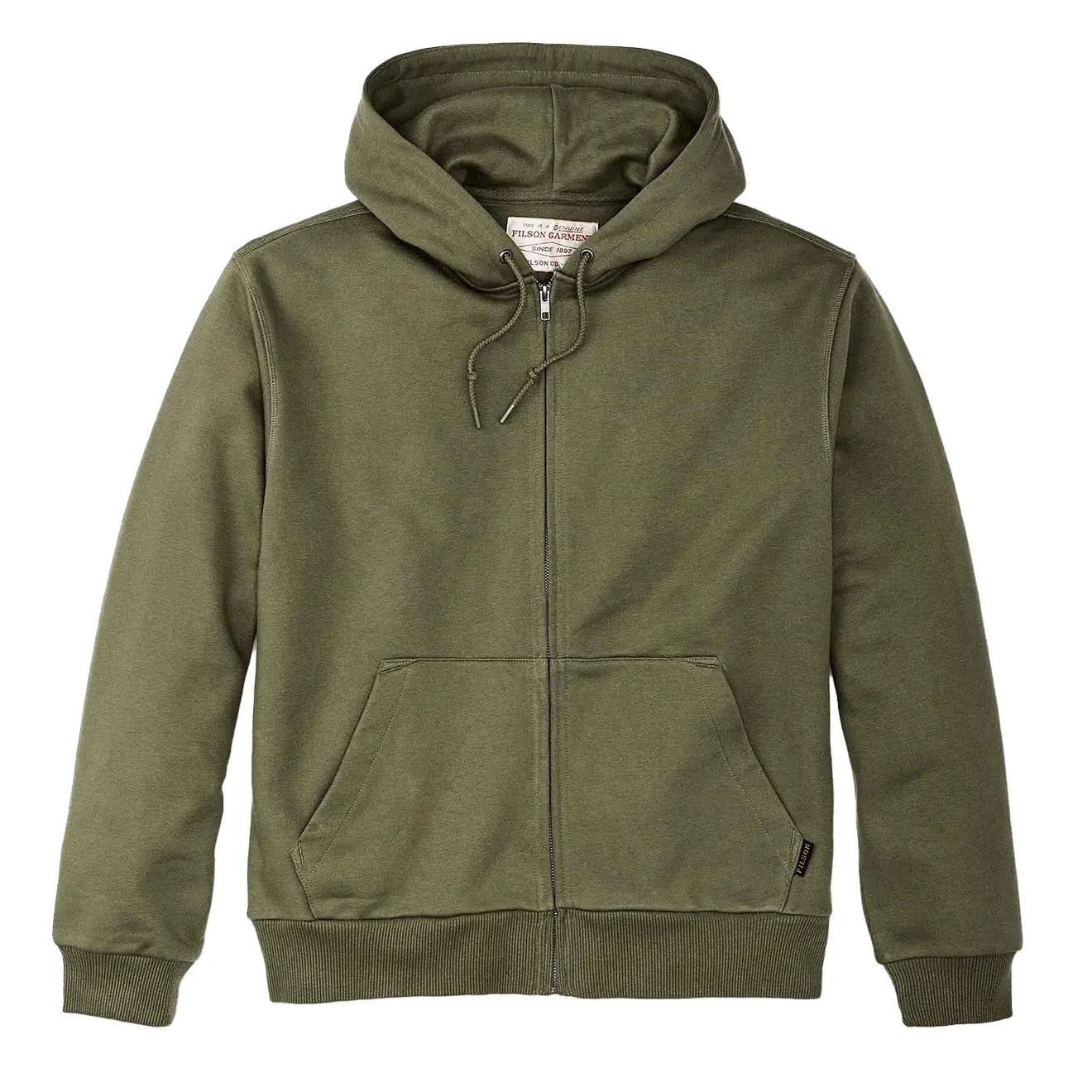 Filson Prospector Full Zip Hoodie 13Oz Cotton Blend Fleece Olive Drab - The Sporting Lodge