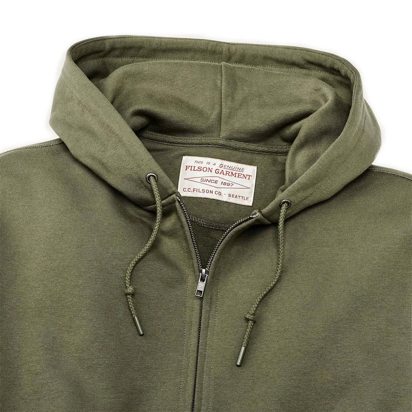 Filson Prospector Full Zip Hoodie 13Oz Cotton Blend Fleece Olive Drab - The Sporting Lodge