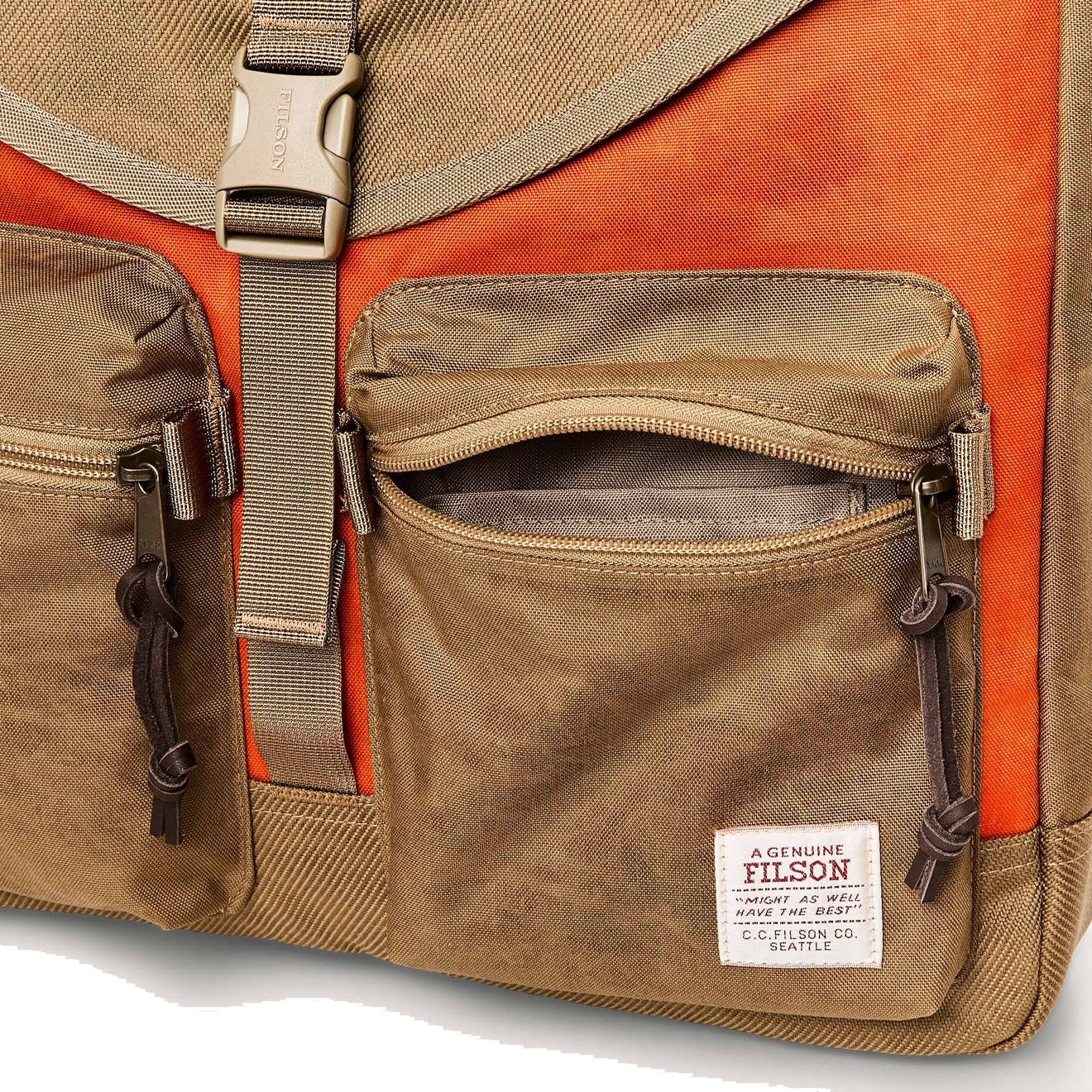 Filson Surveyor Messenger Bag Dark Tan / Flame