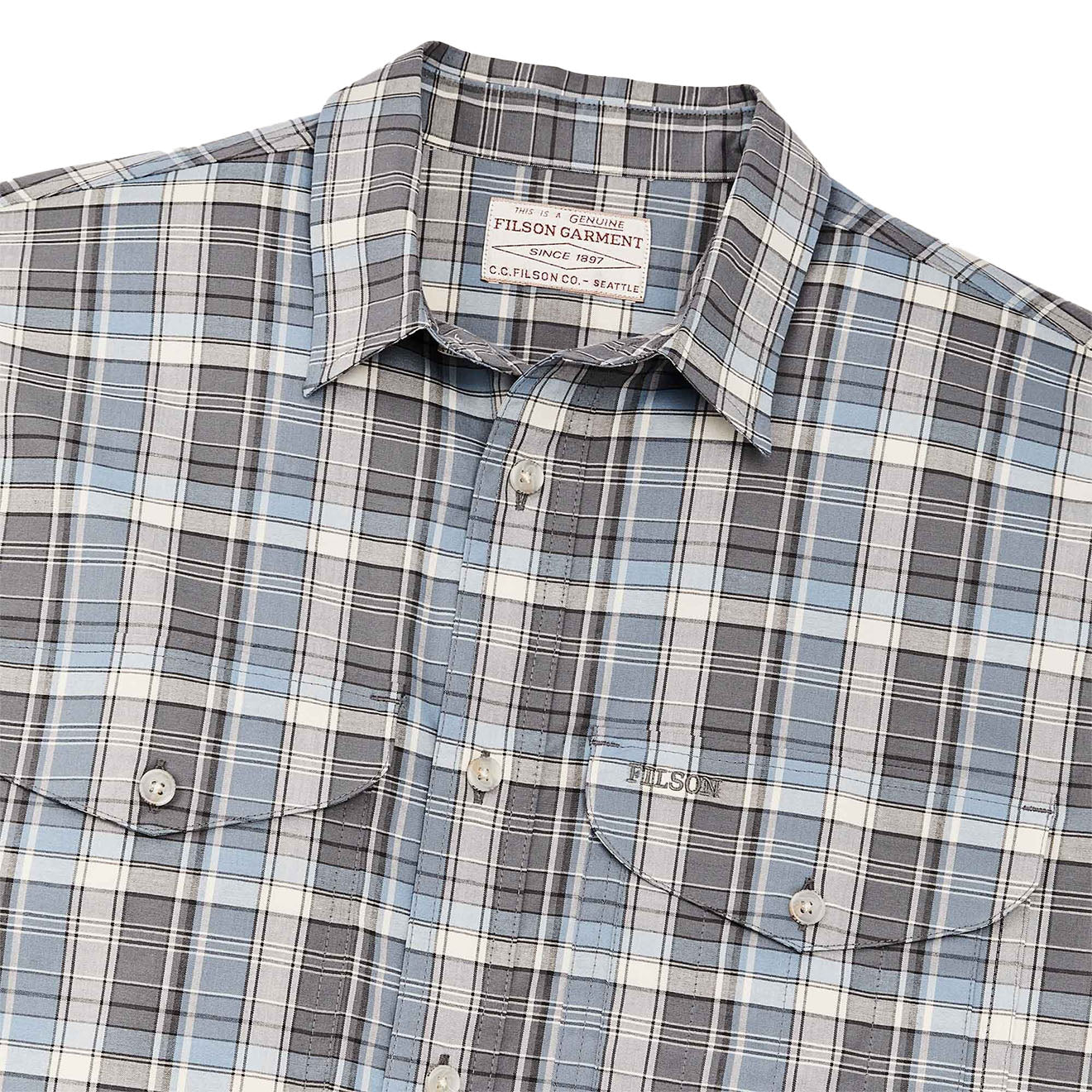 Filson Twin Lakes Short Sleeve Sport Shirt Gray / Blue / Cream - The Sporting Lodge