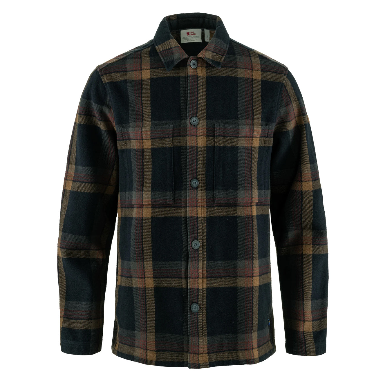 Fjallraven Singi Flannel Overshirt Dark Navy / Wood Brown - The Sporting Lodge