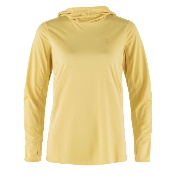 Fjallraven Womens Abisko Sun-Hoodie LS Hooded T-Shirt Mais Yellow - The Sporting Lodge