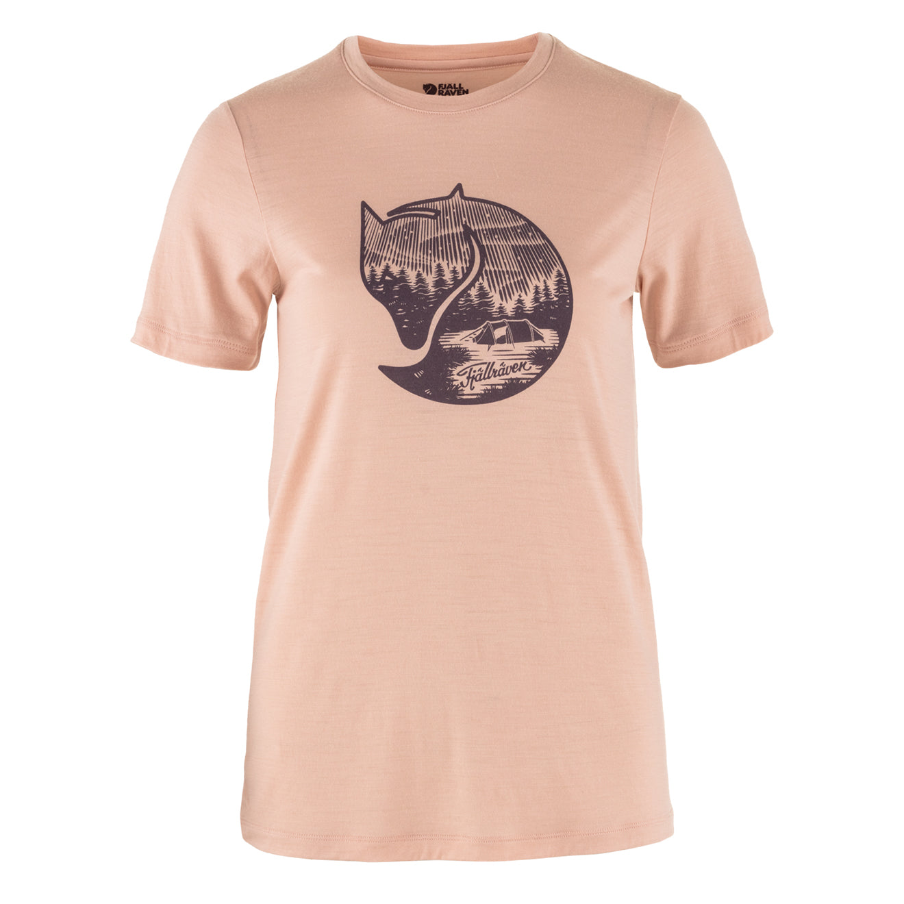 Fjallraven Womens Abisko Wool Fox SS T Shirt Chalk Rose Port