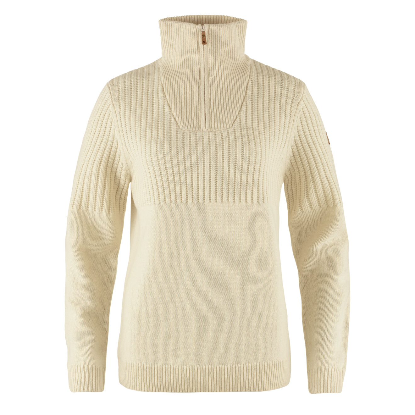 Fjallraven Womens Ovik Half Zip Knit Chalk White - The Sporting Lodge