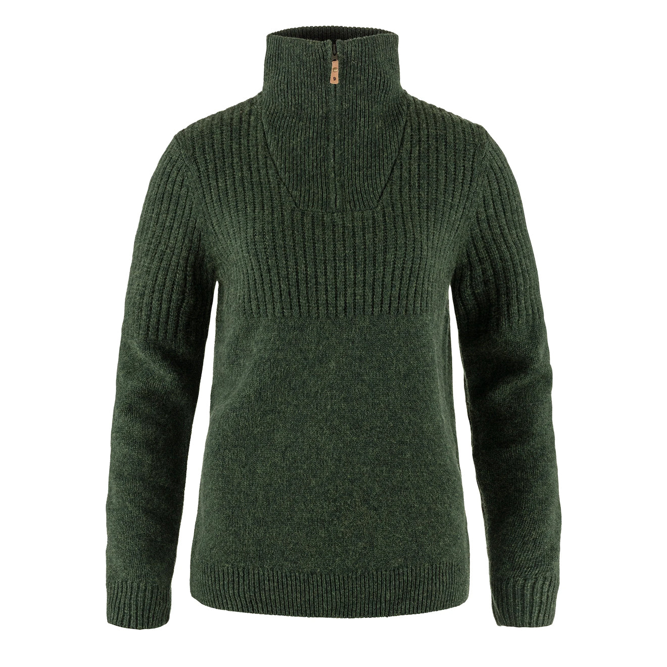 Fjallraven Womens Ovik Half Zip Knit Deep Forest - The Sporting Lodge