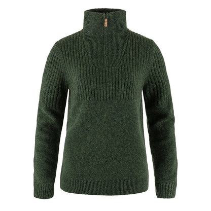 Fjallraven Womens Ovik Half Zip Knit Deep Forest - The Sporting Lodge