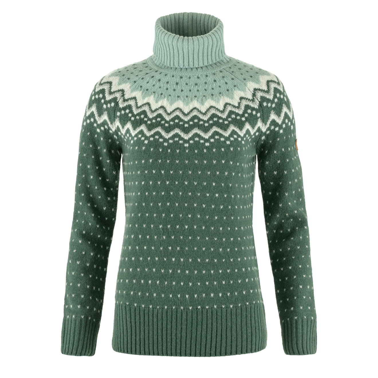 Fjallraven Womens Ovik Knit Roller Neck Deep Patina / Misty Green - The Sporting Lodge