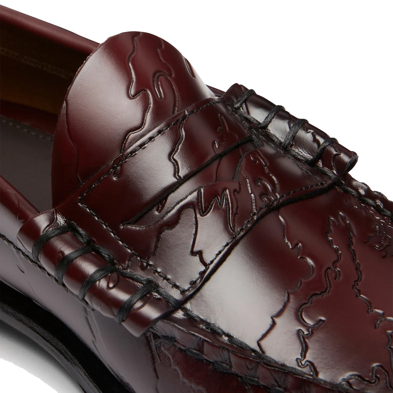 G.H.Bass x Maharishi Larson Penny Loafers Wine Embossed Leather