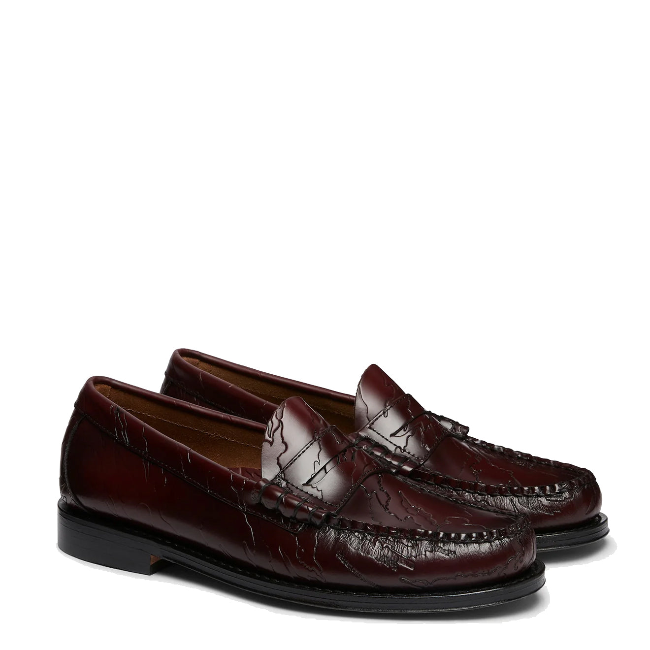 G.H.Bass x Maharishi Larson Penny Loafers Wine Embossed Leather | The  Sporting Lodge