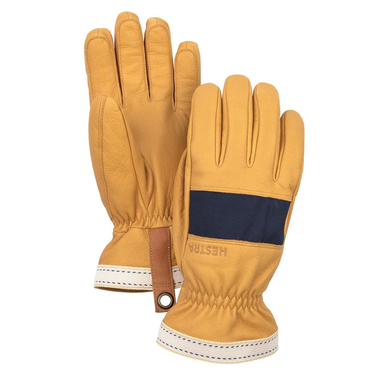 Hestra Njord 5 Finger Gloves Navy / Natural Brown