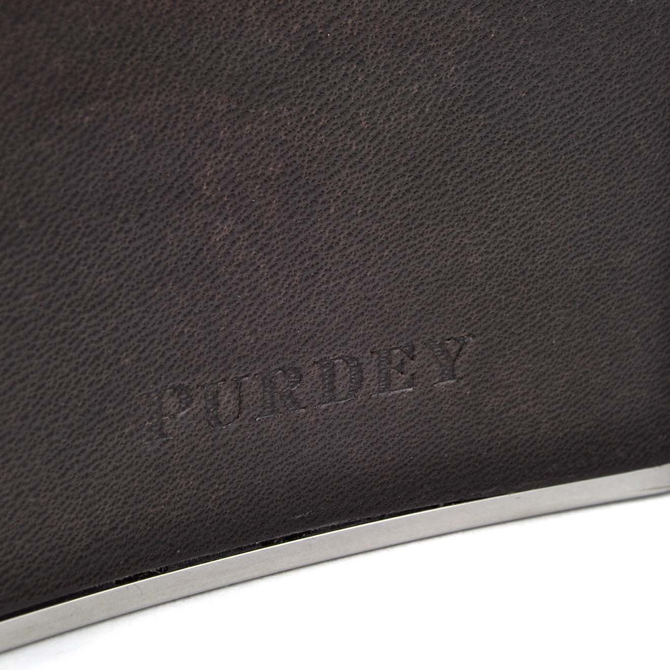 Purdey Hand Stitched 4oz Leather Flask Dark Brown - The Sporting Lodge