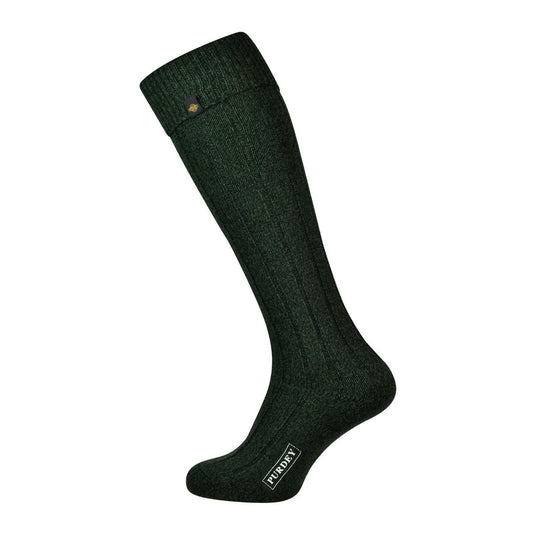 James Purdey Long Plain Colour Shooting Sock Forest Green