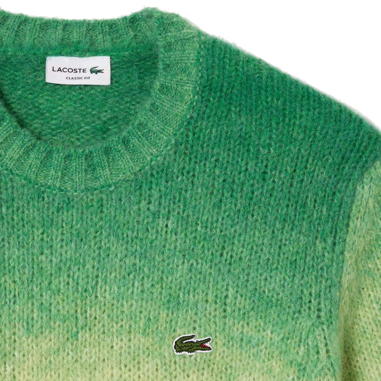 Lacoste Ombr Effect Alpaca Wool Sweater Green White