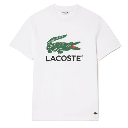 Lacoste Cotton Jersey Signature Print T-Shirt White - The Sporting Lodge