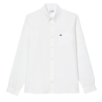 Lacoste Linen Shirt White - The Sporting Lodge