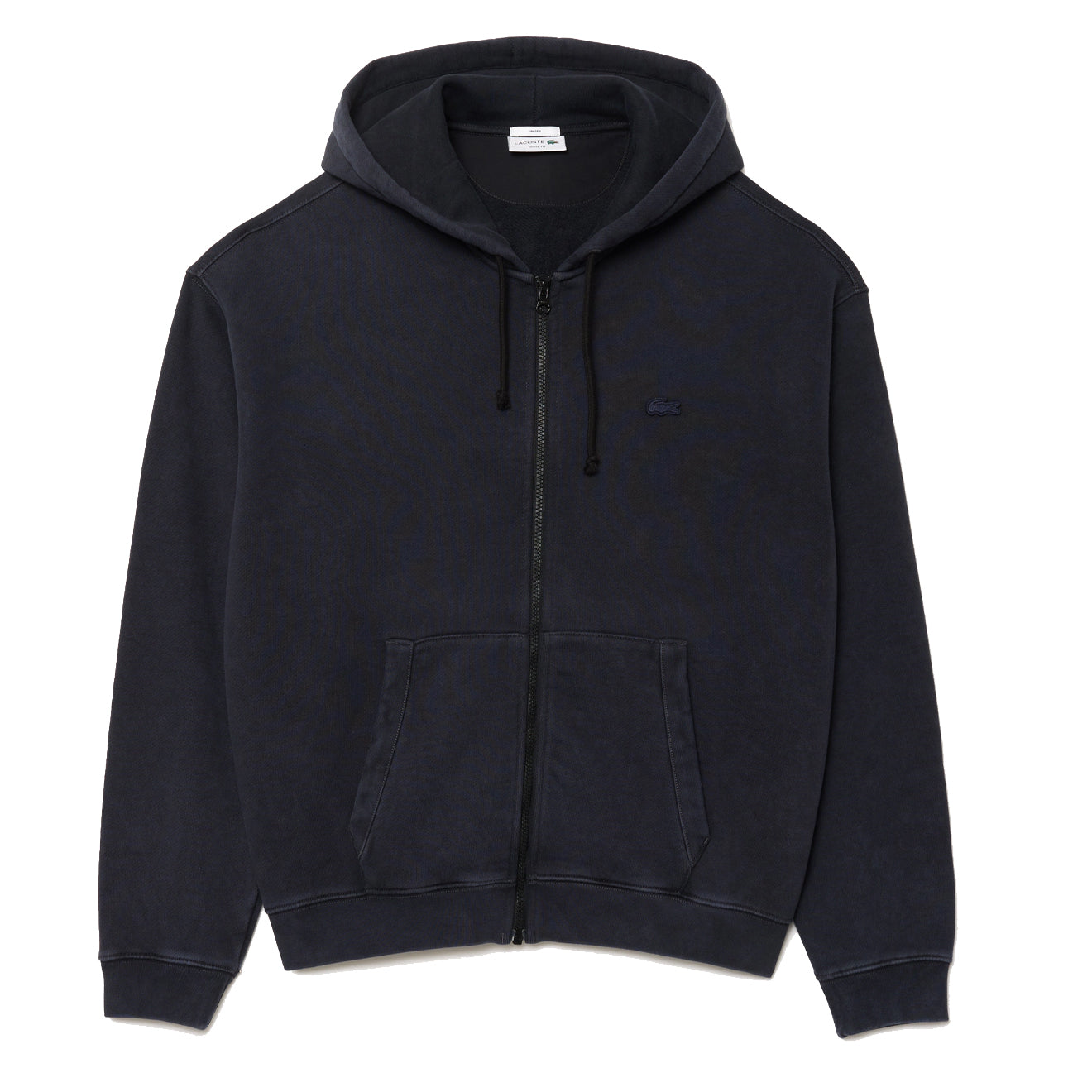 Lacoste Loose Fit Washed Effect Hoodie Black