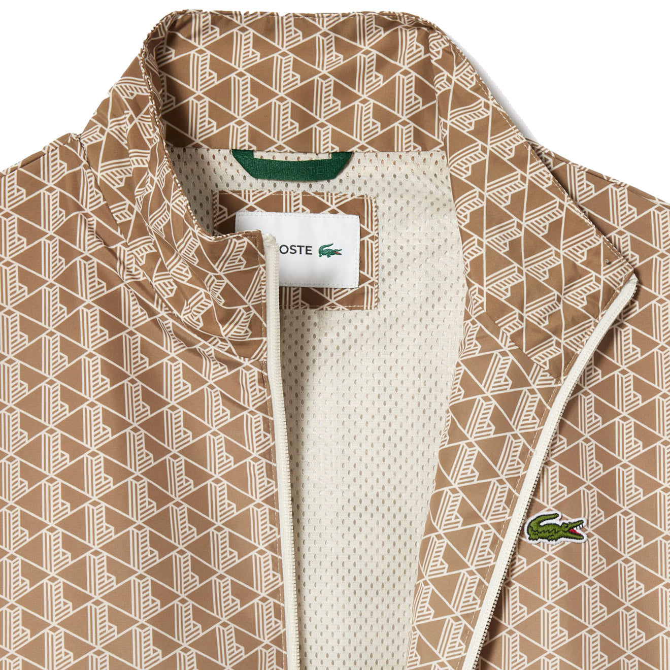 Lacoste Monogram Print Ombre Effect Sportsuit Jacket Brown / Beige / White - The Sporting Lodge