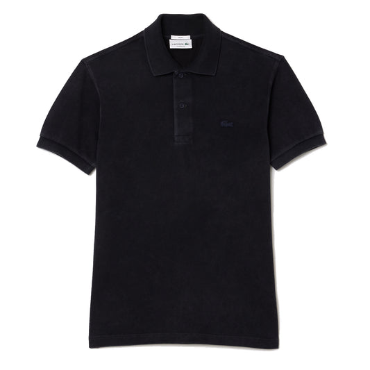 Lacoste Original L.12.12 Washed Effect Cotton Polo Shirt Black - The Sporting Lodge