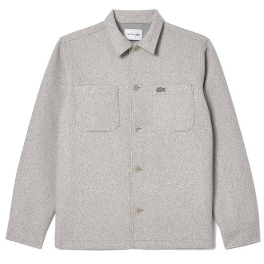 Lacoste Oversized Flannel Overshirt Grey Chine