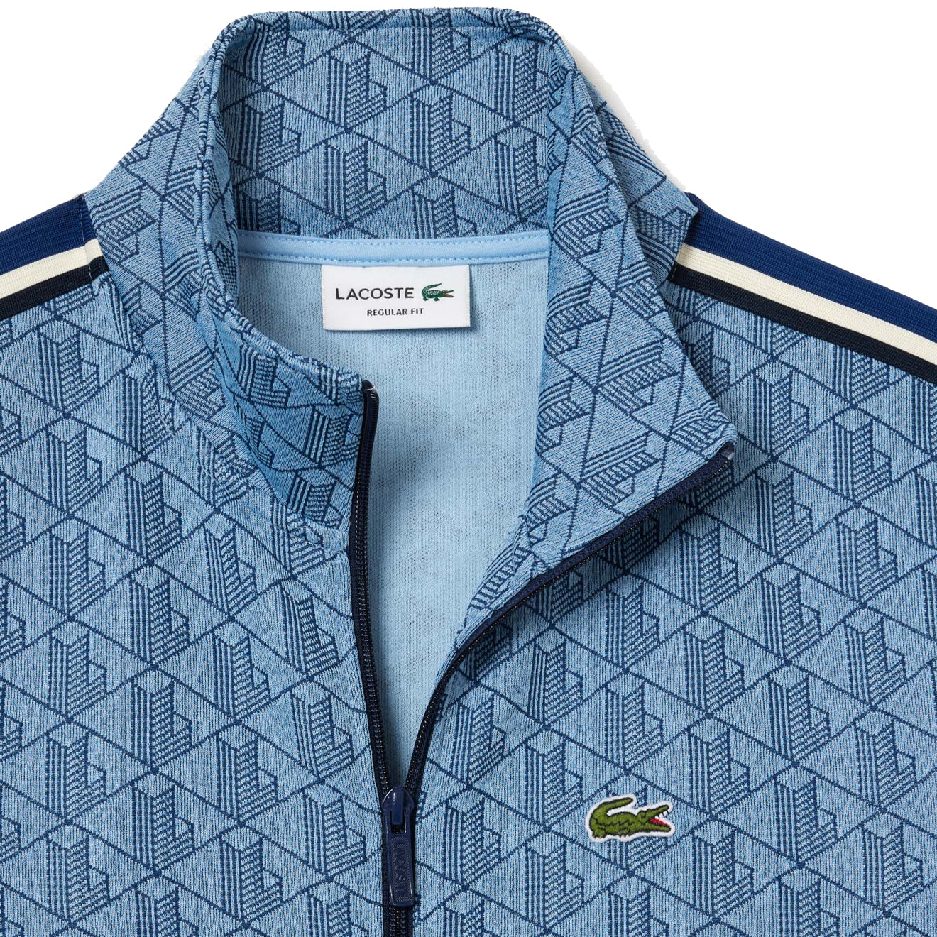 Lacoste Paris Zip Up Jacquard Track Jacket Light Blue Blue