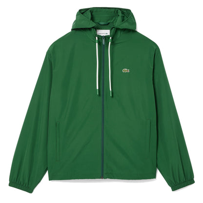 Lacoste Short Water-Resistant Sportsuit Jacket w/ Removable Hood Pine Green - The Sporting Lodge