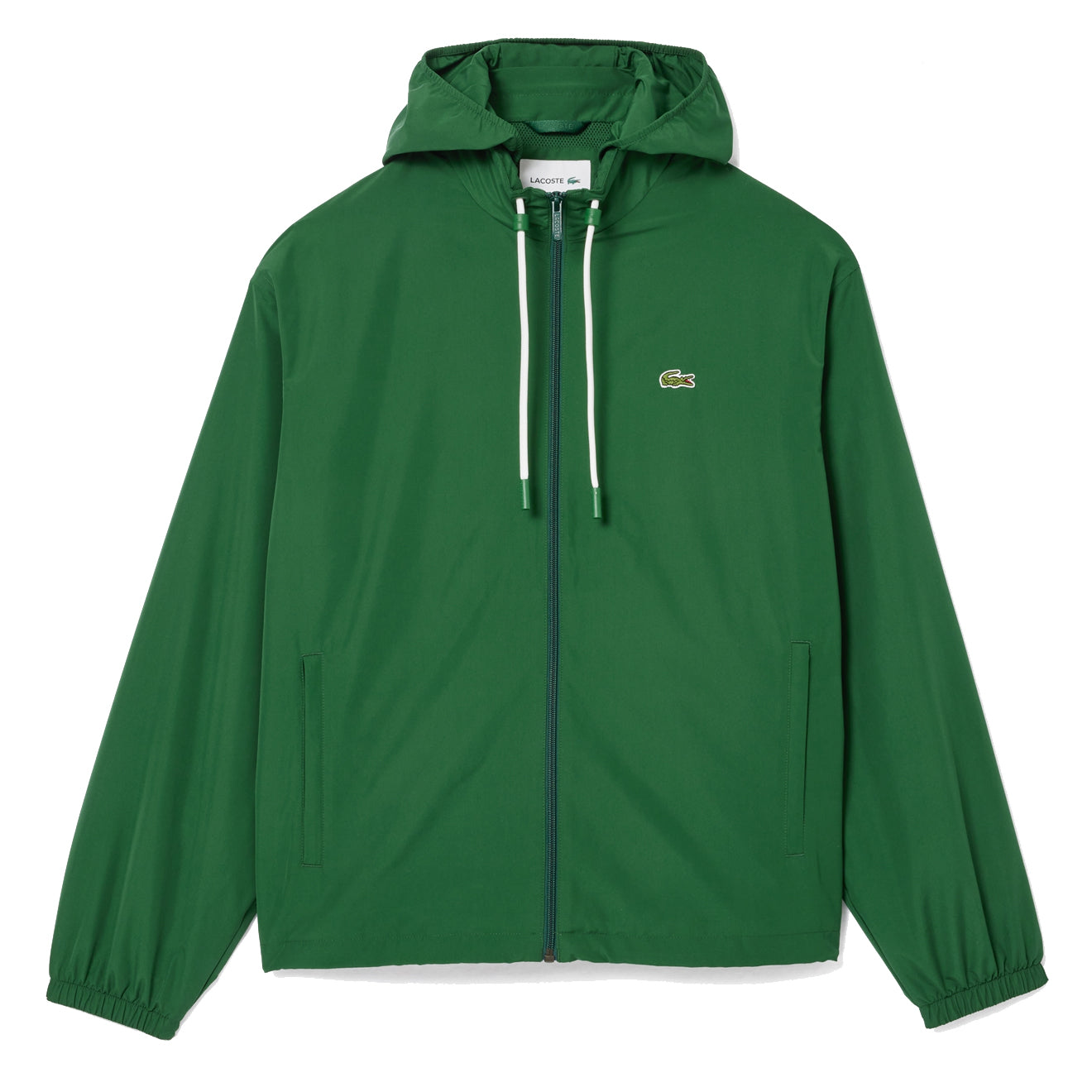 Lacoste Short Water Resistant Sportsuit Jacket w Removable Hood Pine Green