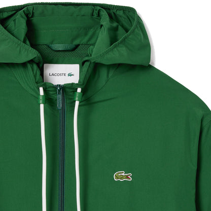 Lacoste Short Water-Resistant Sportsuit Jacket w/ Removable Hood Pine Green - The Sporting Lodge