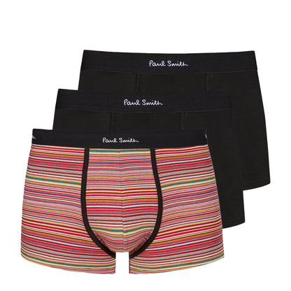 Paul Smith Organic-Cotton Mixed Stripe Boxer Briefs Three Pack Black