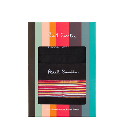 Paul Smith Organic-Cotton Mixed Stripe Boxer Briefs Three Pack Black