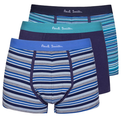 Paul Smith Cotton-Blend Mixed Boxer Briefs Three Pack Navy Stripe