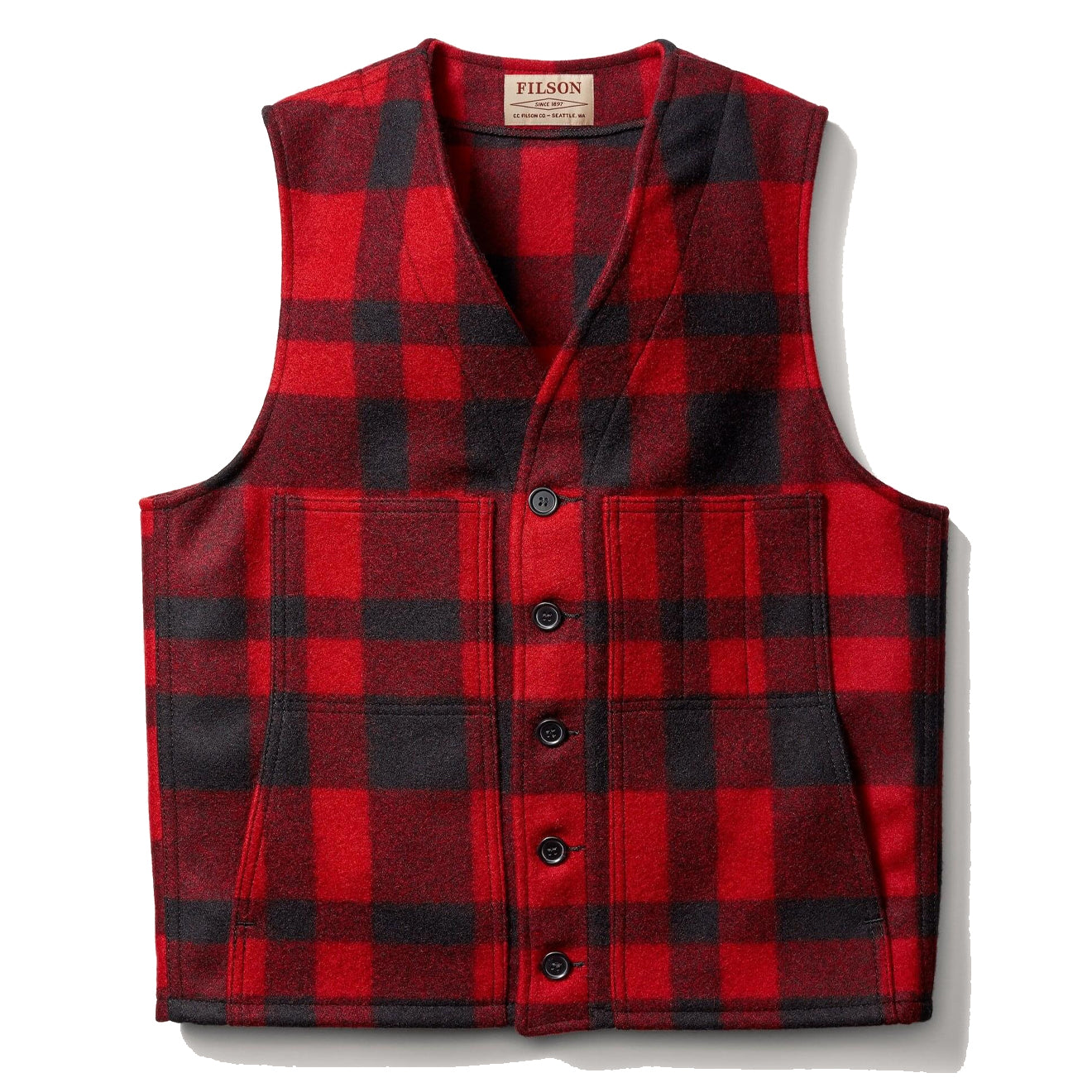 Filson Mackinaw Wool Vest Red / Black Plaid - The Sporting Lodge