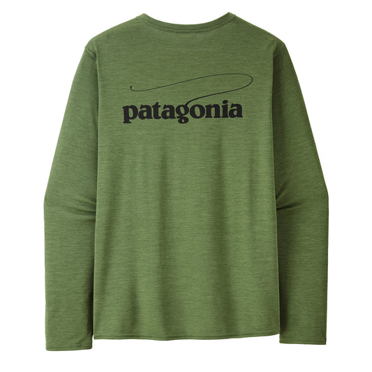 Patagonia L/S Cap Cool Daily Graphic Shirt - Waters Casting Logo / Terrain Green X-Dye - The Sporting Lodge