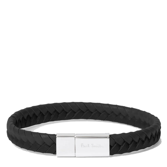 Paul Smith Braided Leather Bracelet Black