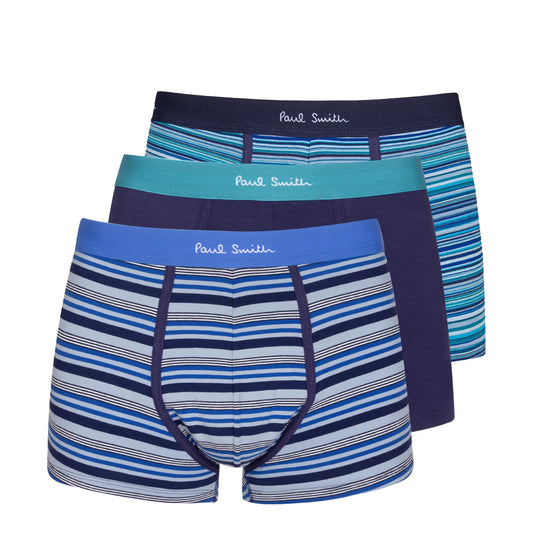 Paul Smith Cotton-Blend Mixed Boxer Briefs Three Pack Navy Stripe