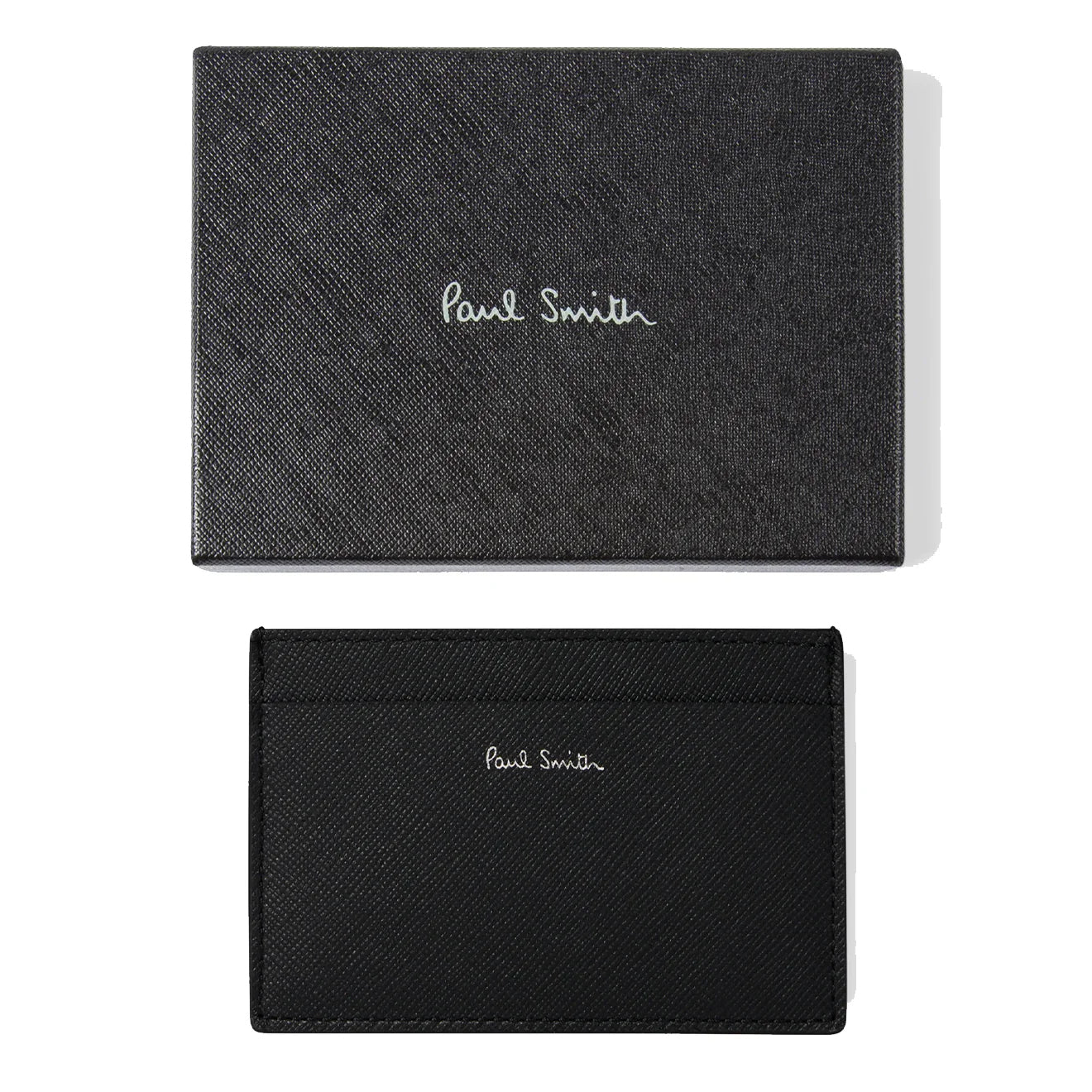 Paul Smith Mini Stripe Print Leather Card Holder Black