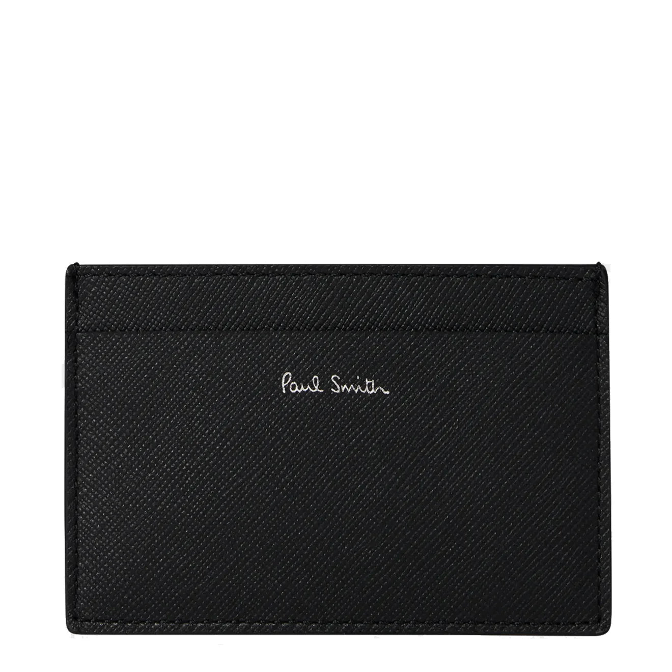 Paul Smith Mini Stripe Print Leather Card Holder Black